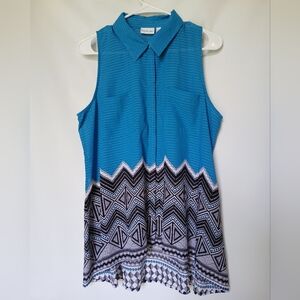 Kim Rogers Womens Sleeveless Top Size L Color Blue Black White